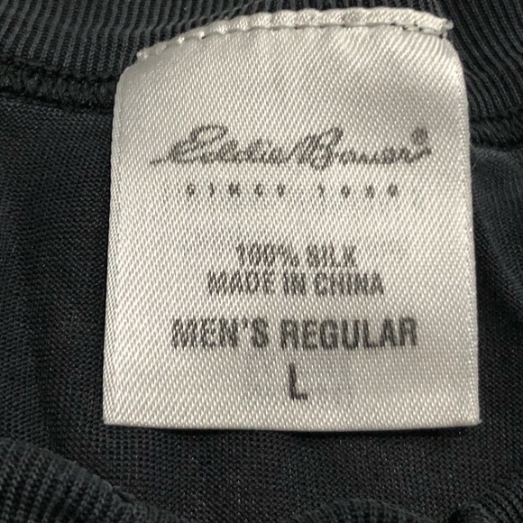 Eddie Bauer Shirt Mens Large Black Long Sleeve Crewneck Cotton Top Casual Silk - Picture 5 of 9